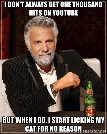 I Dont Always Get One Thousand Hits On Youtube But When I Do I Start