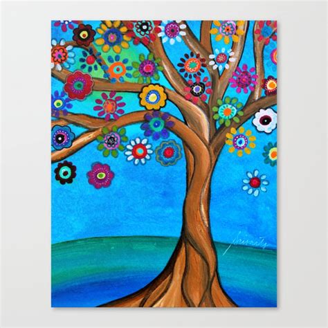 Tree Of Life Whimsical Original Prisarts Painting Canvas Print By