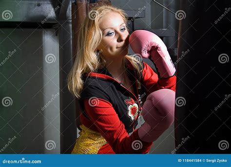 Beautiful Girl In Boxing Gloves Stock Photo Image Of Attractive