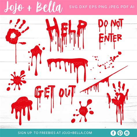 Prints Horror Svg Cut File Dripping Blood Blood Splash Bundle Blood