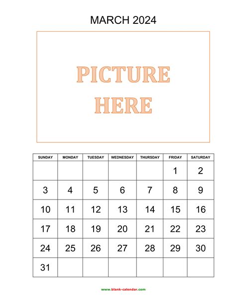 Free Download Printable March 2024 Calendar Pictures Can Be Placed At