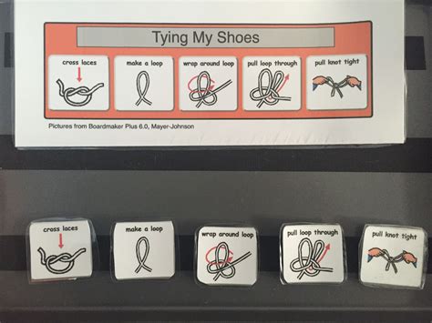 Shoe Tying Sequences Use Icons With Velcro On Back To Slow Your Child