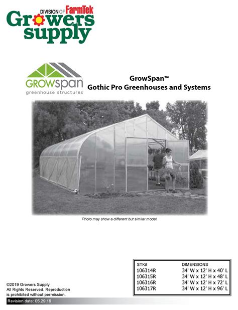 Growspan Gothic Pro 106314r Instructions Manual Pdf Download Manualslib