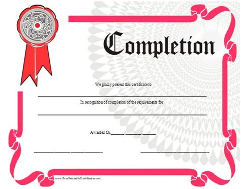 Certificate Of Completion Printable Certificate Certificate Of