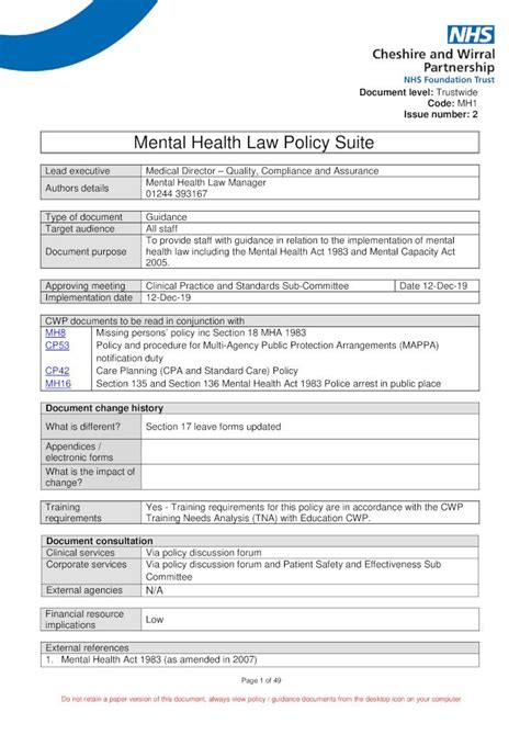 Pdf Mental Health Law Policy Suite Missing Persons Policy Inc Section Mha Policy