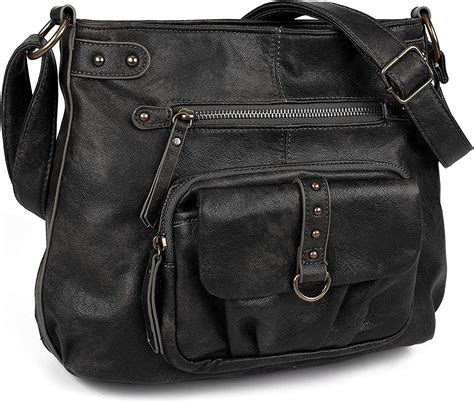 Large Crossbody Bags For Women Pu Washed Leather Over The Shoulder