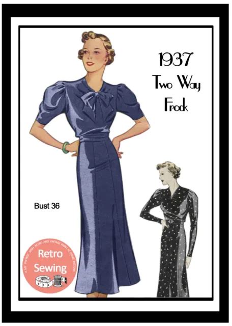 1930s Pussy Bow Tea Dress Sewing Pattern Bust 36 2535 Picclick