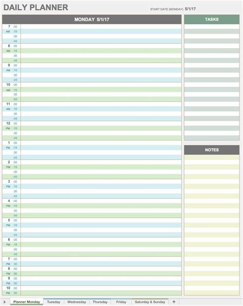 Excel Day Planner Template Free Calendar Inspiration Design