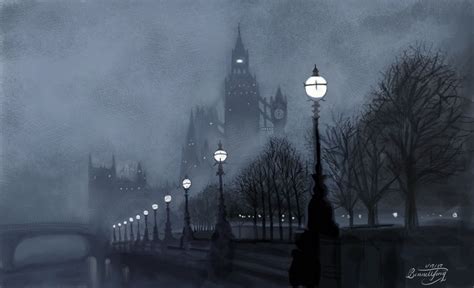 🇬🇧 Foggy London At Night England Uk Digital Art By