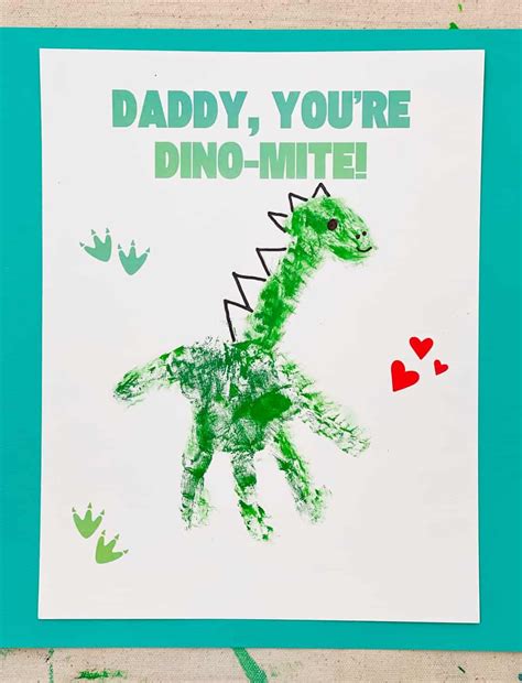 Dinosaur Handprint Art Cute Fathers Day Craft