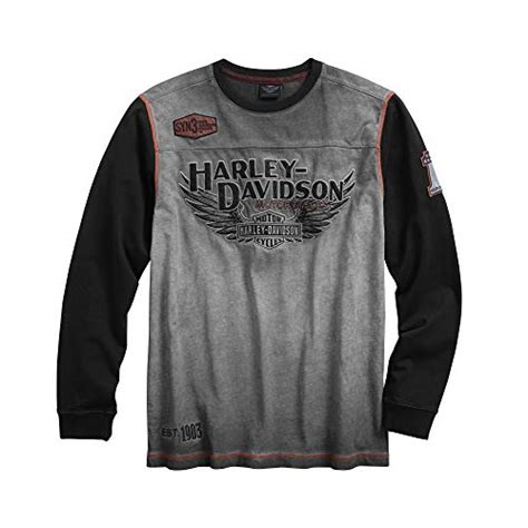 Harley Davidson Men S Iron Block Long Sleeve Pullover Sweatshirt Grey
