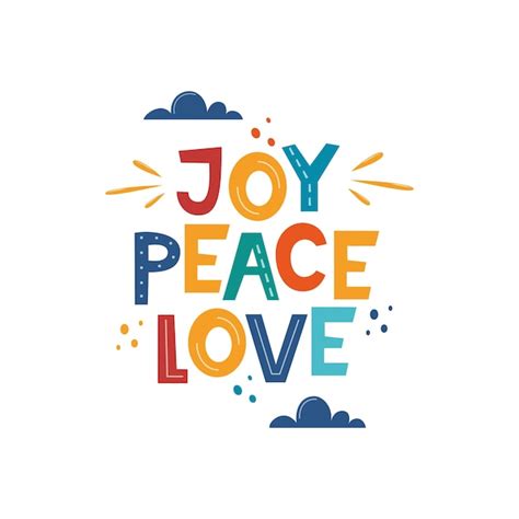 Premium Vector Joy Peace Love Hand Drawn Motivation Lettering Phrase