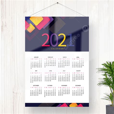 Gambar 2021 Desain Kalender Berwarna Warni Templat Untuk Unduh Gratis
