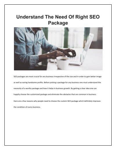 Understand The Need Of Right Seo Package