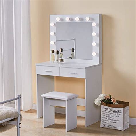 iglobalbuy tocador blanco vanity makeup con luces led juego de mesa vanity para niñas espejo
