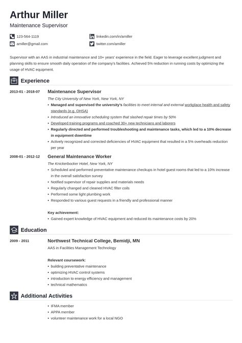 Jobseekers may download and use this example for their own personal use to help. Maintenance Supervisor Resume Pdf : Another Word For Maintenance Supervisor