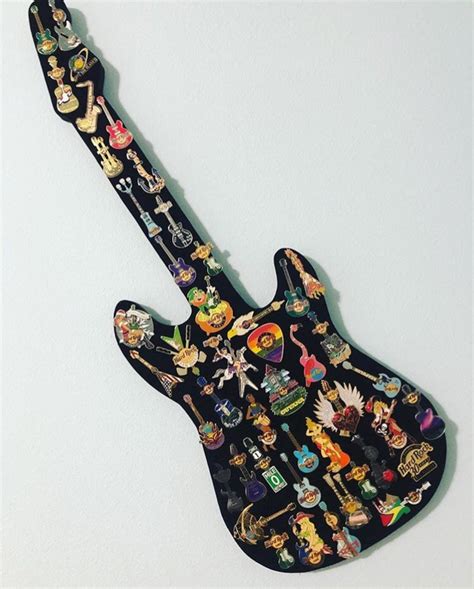 Hard Rock Cafe Guitar Shaped Pin Display Board 2ft Long Etsy Uk