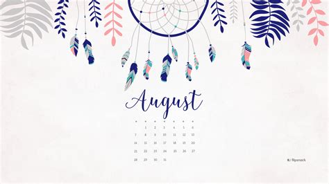August 2016 Free Calendar Desktop Wallpaper