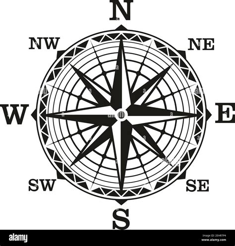 Compass Wind Rose Vector Icon Old Vintage Nautical Navigation Sign