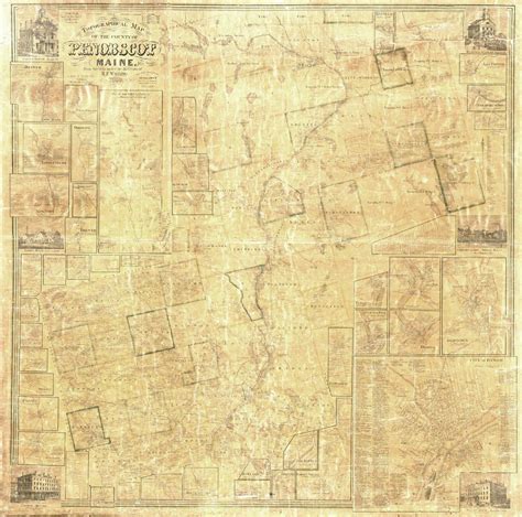 Map Of Penobscot County Me 1859 Print Of Wall Map