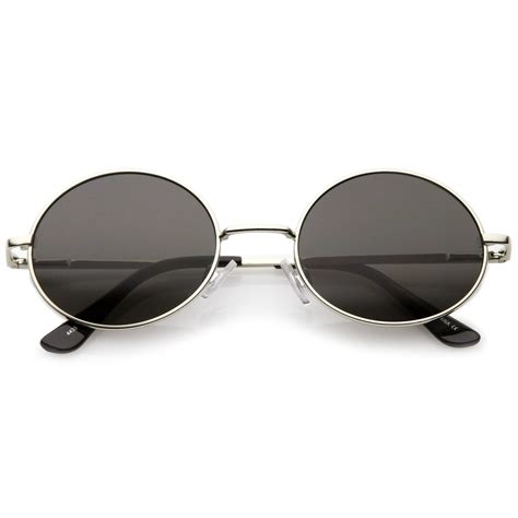 classic retro 90 s round oval flat lens metal sunglasses zerouv