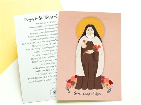 St Therese Prayer Card St Therese Of Lisieux Print Etsy