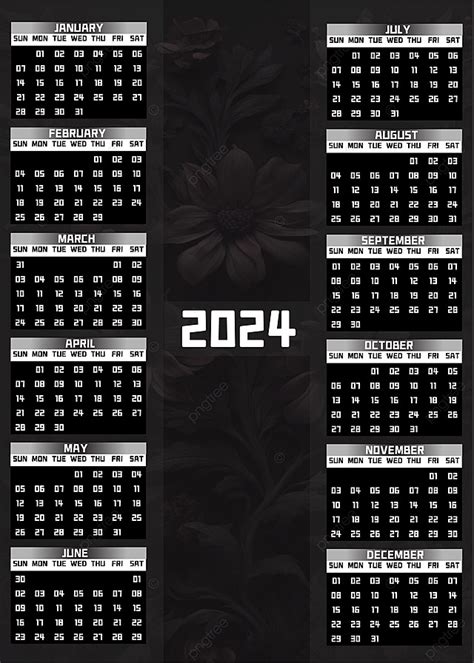 Desain Kalender Dinding Satu Halaman 2024 Templat Alat Tulis Kreatif