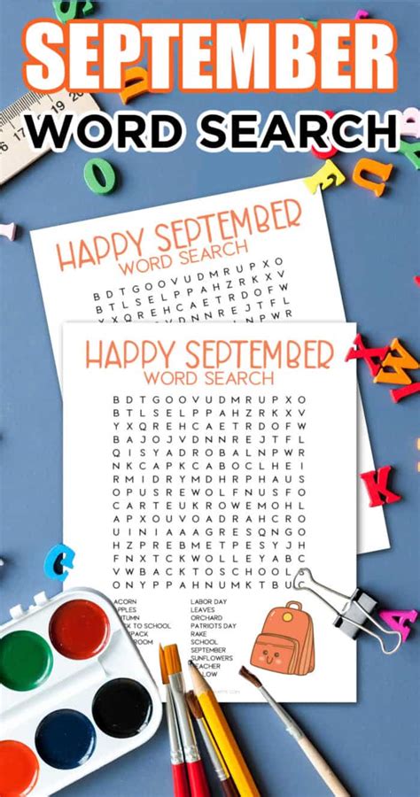 September Word Search Made With Happy