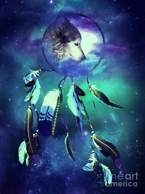 Wolf Digital Art Wolf Dreams By Jessica Allain Dream Catcher Art