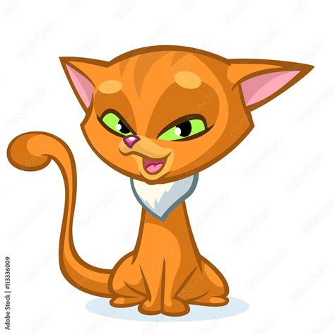 Vector Illustration Of Cartoon Ginger Cat Cute Red Stripped Cat With A Cranky Expression Stock