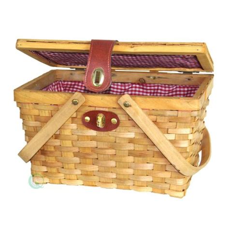 Vintiquewise 12 5 In X 7 5 In X 7 5 In Picnic Basket Gingham Lined With