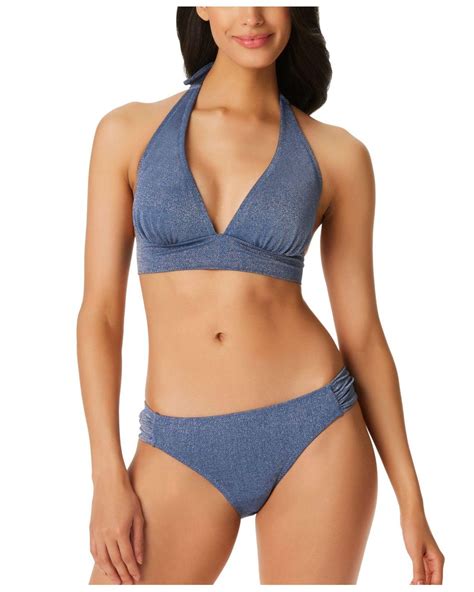 Jessica Simpson Surfers Paradise Halter Triangle Bikini Top Swim Bottom In Blue Lyst