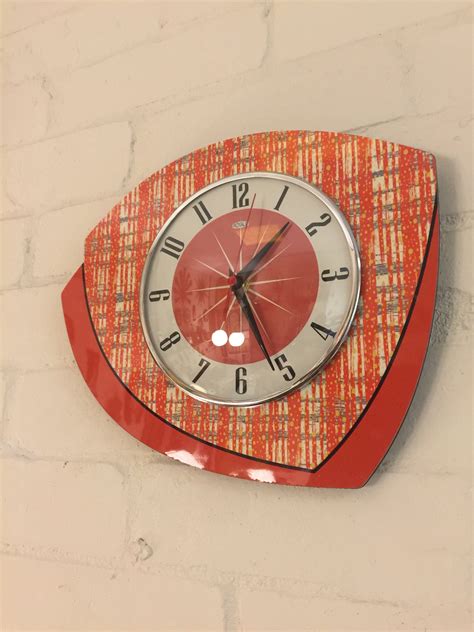 Handmade Formica Wall Clock From Royale Midcentury French Atomic Retro