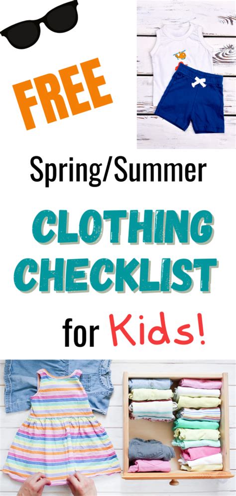 Spring Summer Clothing Checklist For Kids In