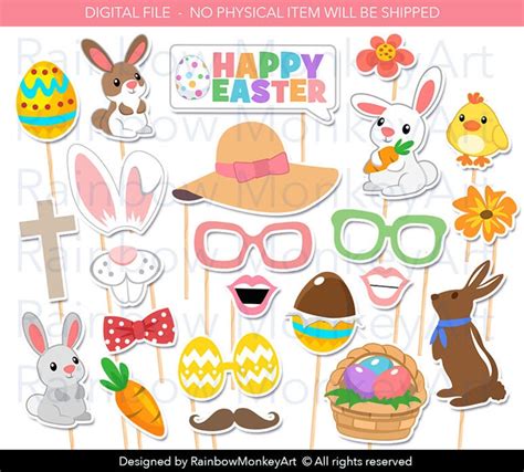 Easter Party Celebration Printable Photo Booth Props Easter Etsy