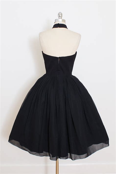 vintage little black dress short black halter prom dress homecoming