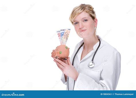 Doctor With Piggybank Euro Stock Image Image Of Save Adult 9804561