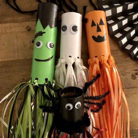 Recycled Halloween Kids Craft Paper Tube Windsocks Handmade Happy Hour