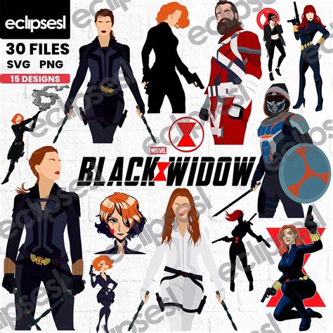 15 Colección Clipart Black Widow Paquete Svg Png Black Etsy