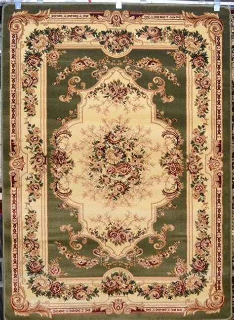 Green Ivory Burgundy Floral Victorian Oriental Floral Area Rug 9x12