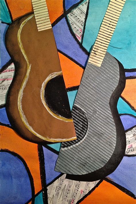 Abstract Art Guitar Or Music Instrument Mixed Media Lesson Abstract