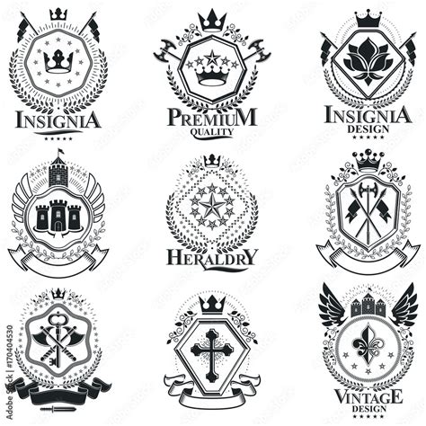 Heraldic Coat Of Arms Vintage Vector Emblems Classy High Quality