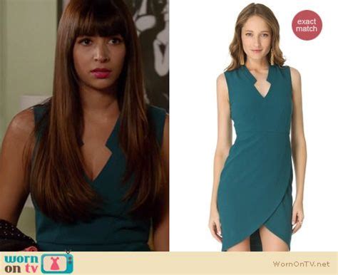 Wornontv Ceces Teal Blue Tulip Dress On New Girl Hannah Simone Clothes And Wardrobe From Tv