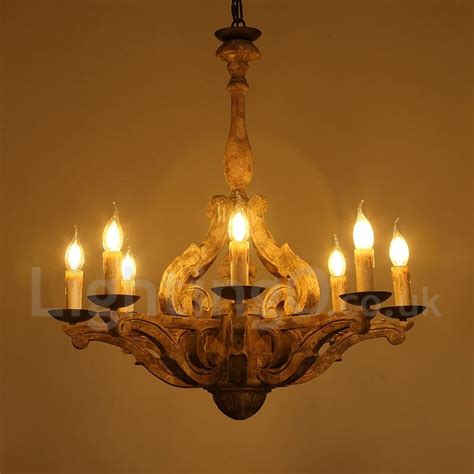 Pbteen.com has been visited by 10k+ users in the past month 8 Light Vintage Retro Wooden Chandelier Lamp for Living ...