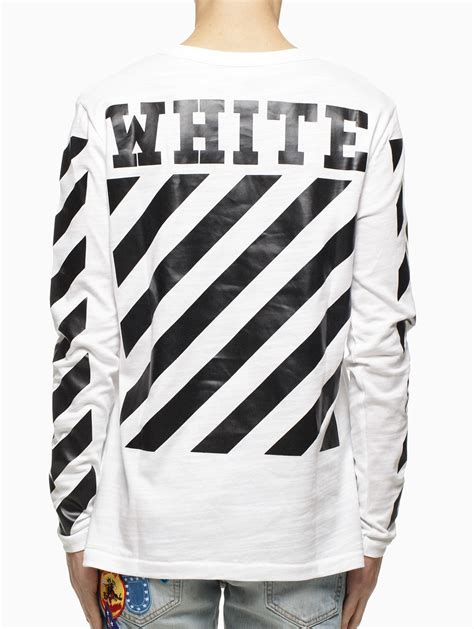 Off White Co Virgil Abloh Striped Long Sleeve T Shirt In White For Men