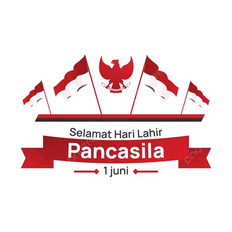お誕生日おめでとうパンチャシラ 6 月 1 日赤いグラデーション ガルーダ インドネシアのロゴ シンボルとインドネシアの旗のクリップアート
