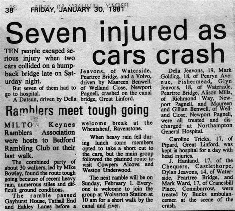 Seven Injured As Cars Crash Newspaper Article Living Archive