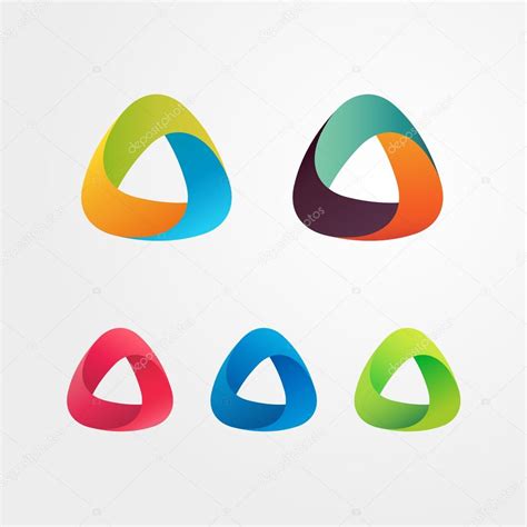 Triangle Abstract Logo Set Elements For Business And Icons — Stock