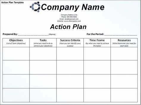 Action Plan Template For Managers Example Document Template