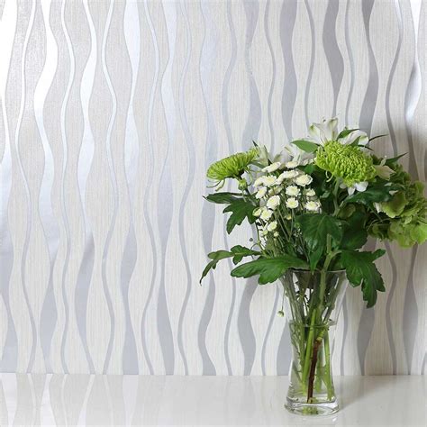 Metallic Wave By Arthouse White Silver Wallpaper Wallpaper Direct